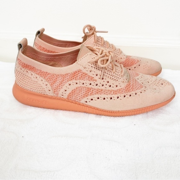 COLE HAAN Grand.OS Wingtip Oxford Stitchlite Misty Rose Peach Size 8B - Picture 1 of 10